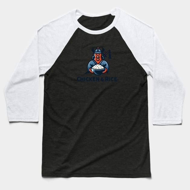 Chicken and Rice Samurai Baseball T-Shirt by ThesePrints
